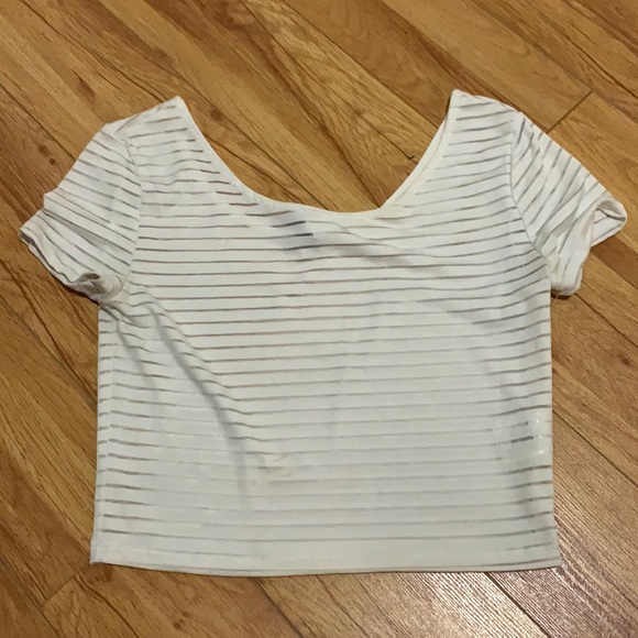White crop top shirt see through lines - Picture 4 of 5